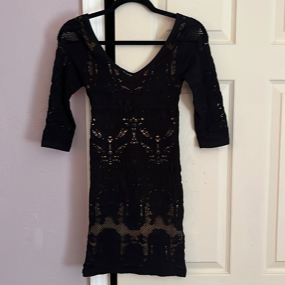 Bodycon dress from Bebe Nude underlay sheer sleeves worn once